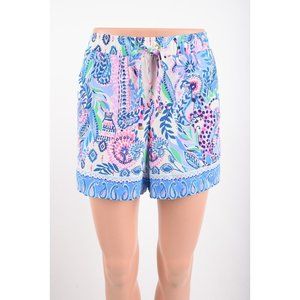 Lilly Pulitzer Women Katia Shorts XL Pink Blue Multicolor Paisley Drawstring NWT